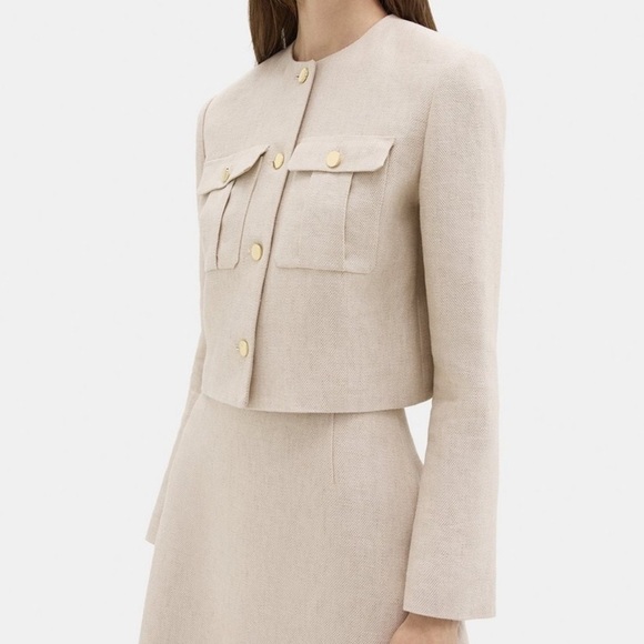 Theory Jackets & Blazers - Theory Military Jacket in Basket Weave Linen Size 14 NWT